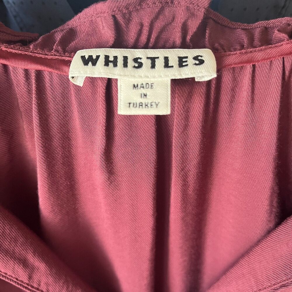 Whistles Enola Sack Dress Long Sleeve Ruffled Neck Burgundy Size Small - Picture 5 of 5